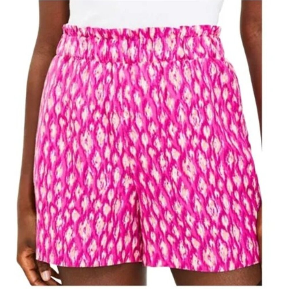 LOFT Pink Patterned High Waist Shorts